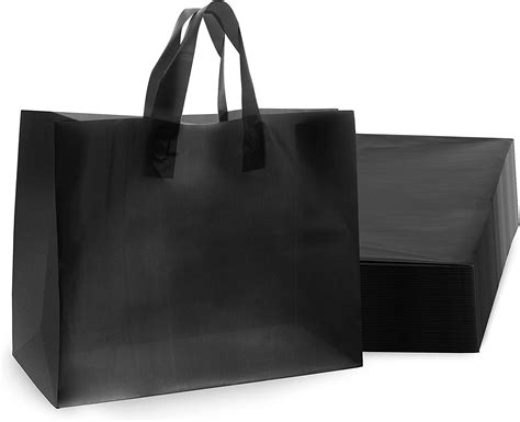 Prime Line Packaging Plastic Shopping Bags With Handles Frosted Black