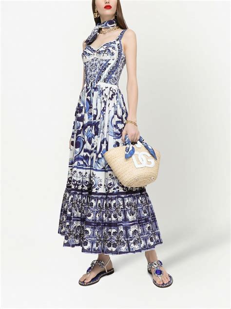 Dolce And Gabbana Majolica Print Bustier Maxi Dress Farfetch