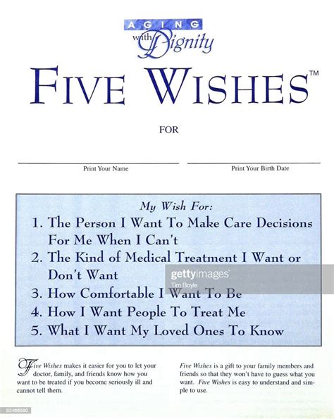 The Cover Of A Copy Of Aging With Dignitys Five Wishes End Of Life