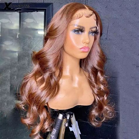 Chocolate Brown Wig Lace Front Wig Hd Pre Plucked Body Wave Etsy