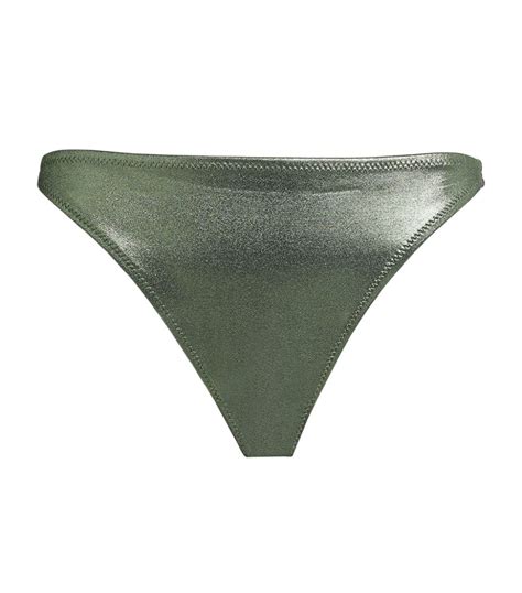 Solid Striped Green Metallic Elsa Bikini Bottoms Harrods Uk