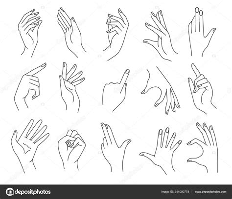 Line Woman Hands Gestures Stock Vector Vectortatu 244000778