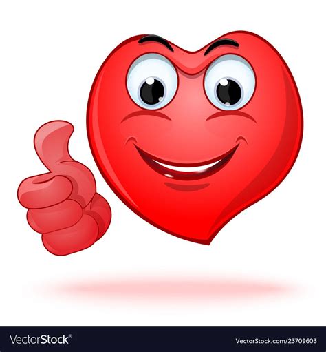 Emoticon Heart Shaped Face Showing Thumb Up Vector Image Emoji Man