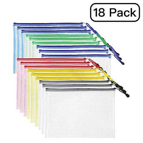 Sunee Plastic Mesh Zipper Pouch 9x13 In 6 Colors 18 Packsextra