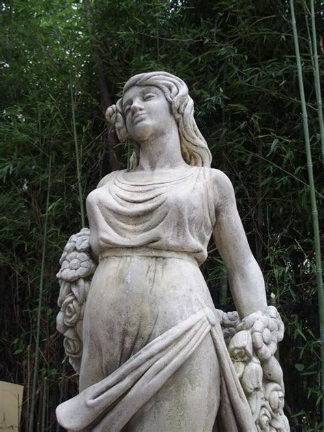Cast Stone Garden Statue From France Femme A La Rose At 1stdibs