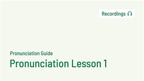 Pronunciation Guide Pronunciation Lesson 1 All Recordings Youtube