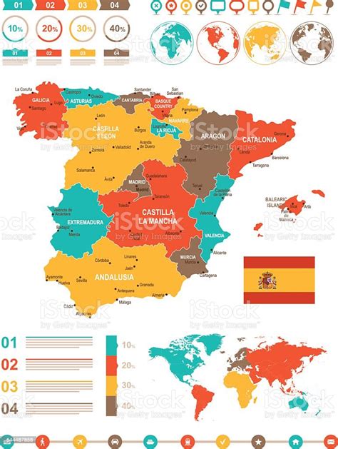 Ilustración De Infografía Colorido Mapa De España Y Más Vectores Libres