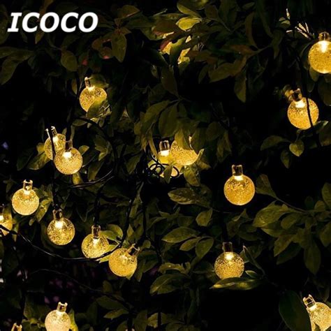 Icoco Solar Powered Led String Light Bubble Ball Multicolor Christmas