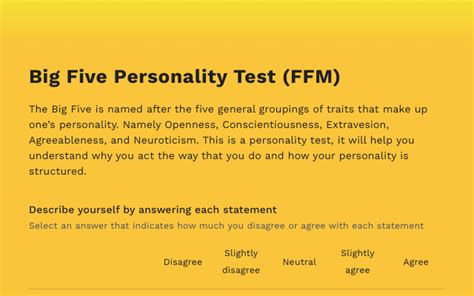 Big Five Personality Test Template For Google Forms