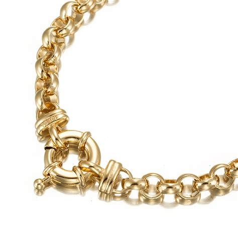 New 18ct 18k Yellow Gold Layered Belcher Chain Bracelet With Bolt Clasp