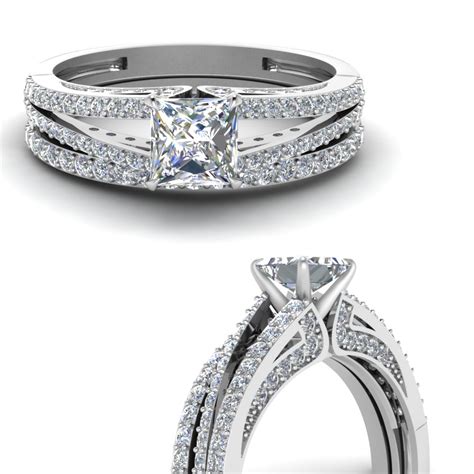 Saw something that caught your attention? Princess Cut Diamond Wedding Ring Set In 14K White Gold ...