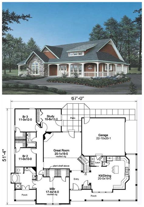 3 Bedroom Country Home Floor Plan With Wrap Around Porch 138 1002