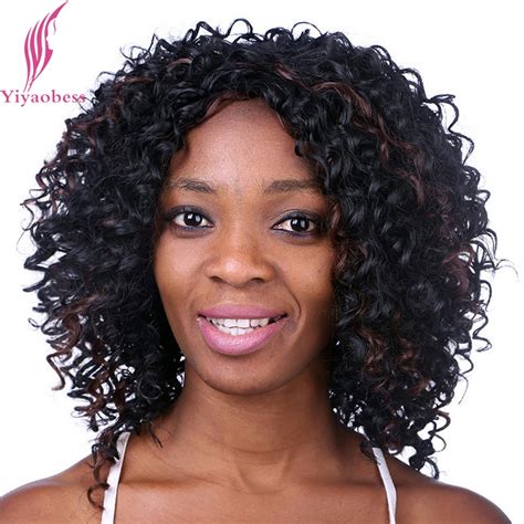 Yiyaobess 35cm Medium Length Hairstyles Curly Wigs For Black Women Heat