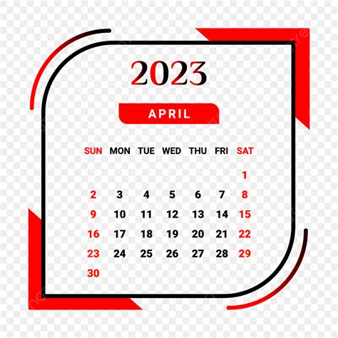 Calendar April 2023 Vector Hd Png Images 2023 April Month Calendar