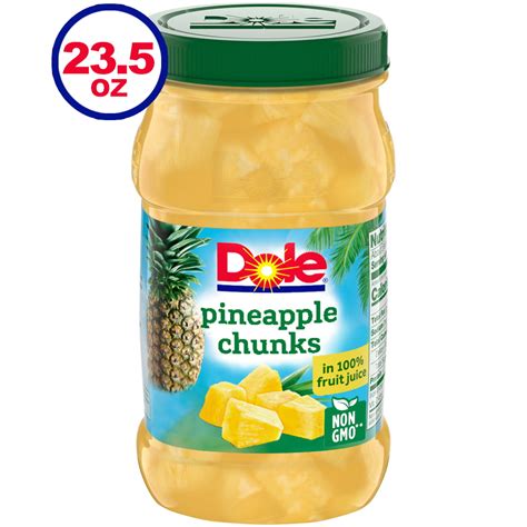 Dole Pineapple Chunks In 100 Pineapple Juice 235 Oz Plastic Jar