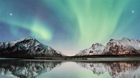 Download Wallpaper 1920x1080 Northern Lights Mountains