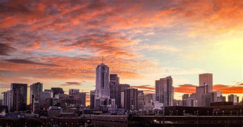 Denver Colorado City Skyline Sunrise Editorial Stock Image Image Of
