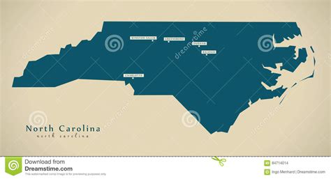 Moderne Karte North Carolina Usa Illustration Stock Abbildung