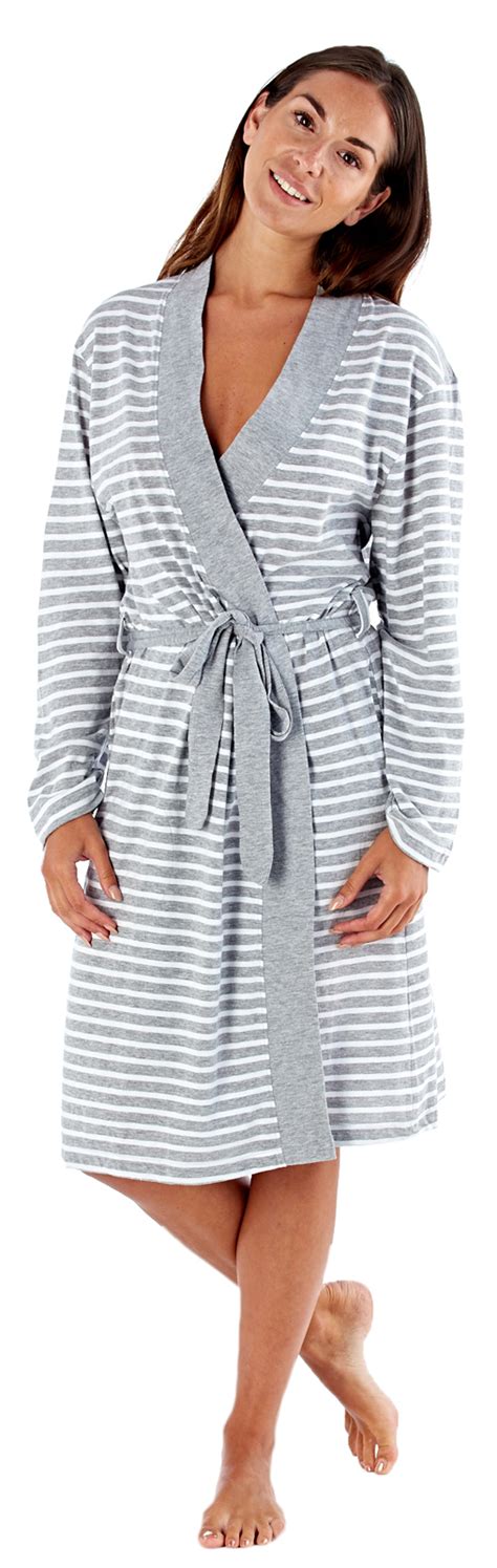 womens 100 cotton waffle bathrobe or stripe dressing gown lightweight housecoat ebay