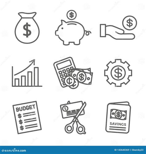 Personal Finance & Responsibility Icon Set with Money, Saving