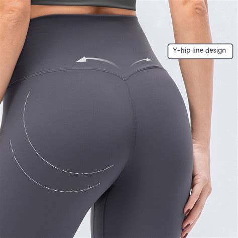 Women S Double Sided Brushed Nude Yoga Pants High Waist Hip Lift Sports Pants Elastic Tight
