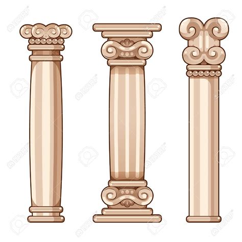 Cartoon Roman And Greek Columns For Interior And Exterior Royalty