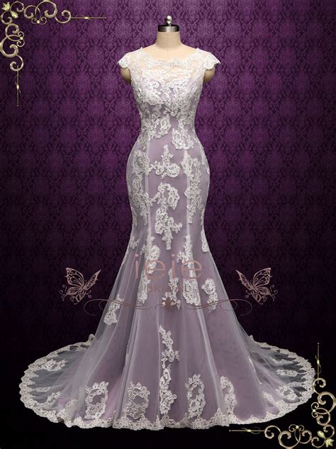 purple mermaid lace wedding dress july