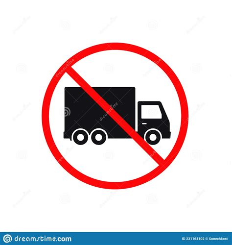 No Truck Or No Parking Sign Vector Isolated Illustration Stock Vector