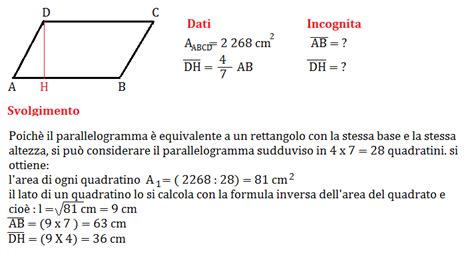 Problemi Sullarea Del Parallelogramma Geometria Seconda Media