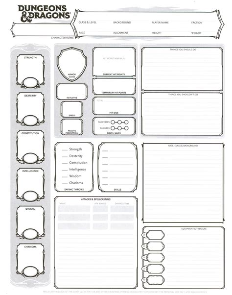 Dungeons And Dragons E Printable Character Sheet