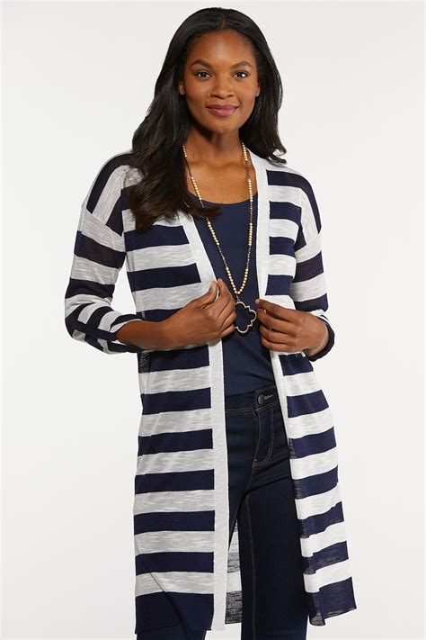 Navy Stripe Cardigan Sweater Cardigans And Shrugs Cato Fashions Striped