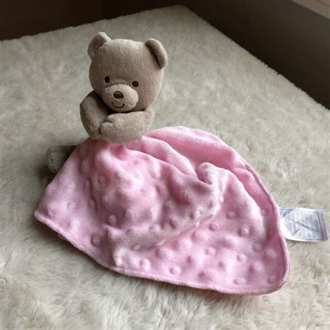 Carters Child Of Mine Bear Pink Baby Lovey Security Blanket Minky