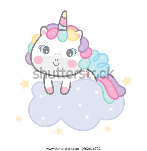 Cute Unicorn Vector Pony Cartoon On Stock Vector Royalty Free 1462616732