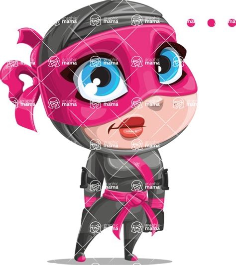 Cute Ninja Girl Cartoon Vector Character Aka Hiroka Blank Graphicmama