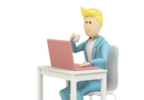 Premium Photo Male Cartoon Using Computer