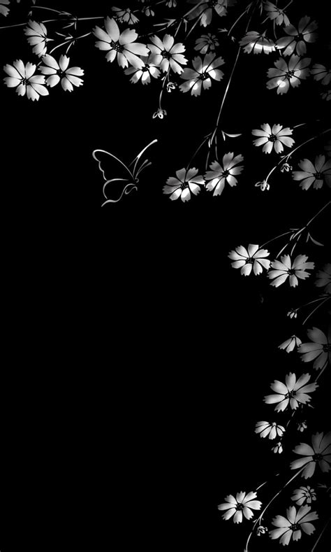 Butterfly Black Flowers White Hd Phone Wallpaper Peakpx