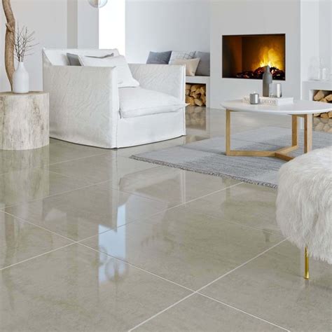 Lounge Light Grey Polished Stone Effect Porcelain Floor Tiles