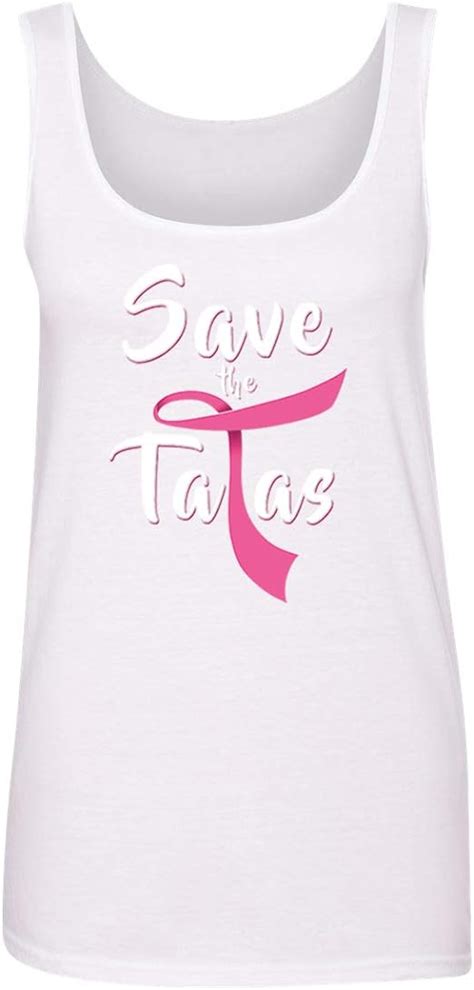 pink save the tatas breast cancer awearness women s tank top shirt for women white