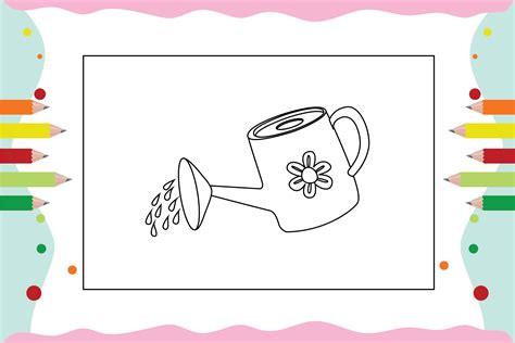 Watering Can Coloring Pages for Kid 3 Graphic by eyeizz.studio