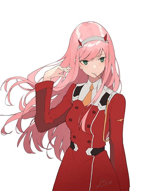 Aiko Kanl Zero Two Darling In The Franxx Darling In The Franxx 10s 1girl Breasts Green