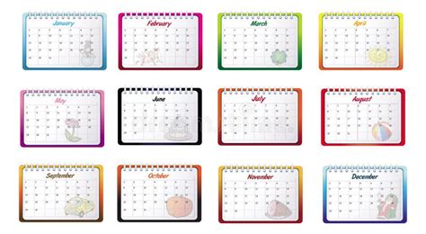 Monthly Calendars Stock Illustration Illustration Of Holidays 20699657