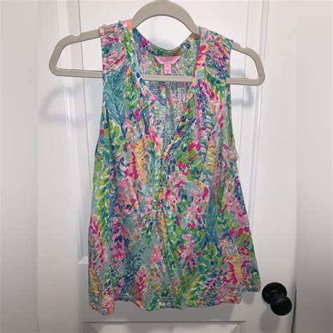 Lilly Pulitzer Tops Lilly Pulitzer Essie Tank Catch The Wave Poshmark