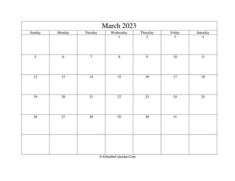 Editable March 2023 Calendar Printable Calendars At A Glance