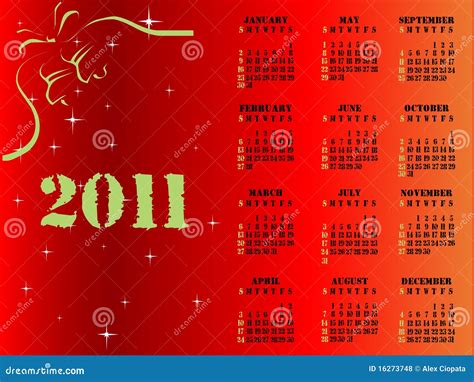 2011 Calendar Stock Vector Illustration Of Monthly Schedule 16273748