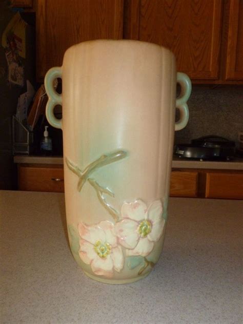 Weller Pottery Vase Dogwood Pattern 10.5" Signed | Pottery vase, Weller