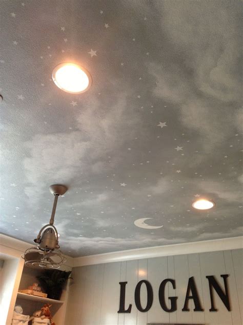 Love The Night Sky Painted Mural On The Ceiling Of The Nursery