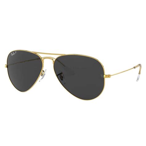 aviator classic gold frame black lens sunglasses by ray ban