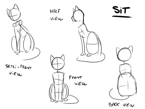 Let's learn how to correctly draw a cat. TUTORIAL - How to Draw a Cat - Sit Position by Niutellat ...