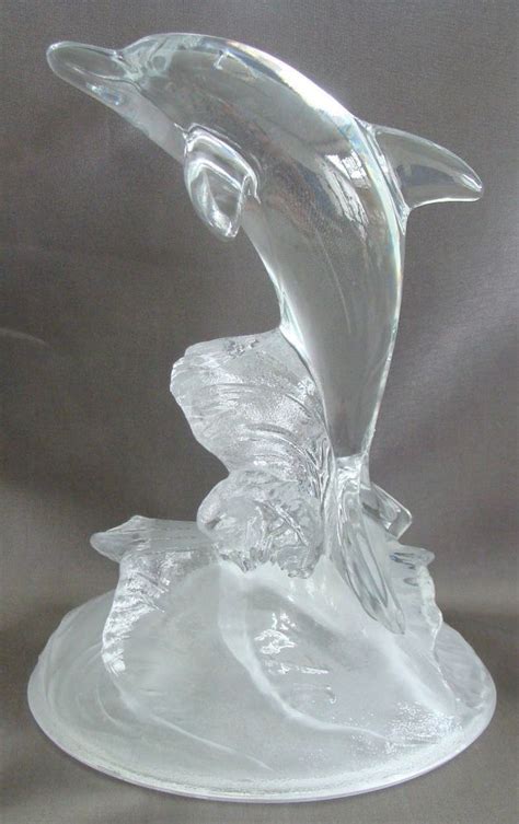 Beautiful Clear Glass Dolphin Figurine Swimming In The Waves Dolphin Decor Dolphins Crystal