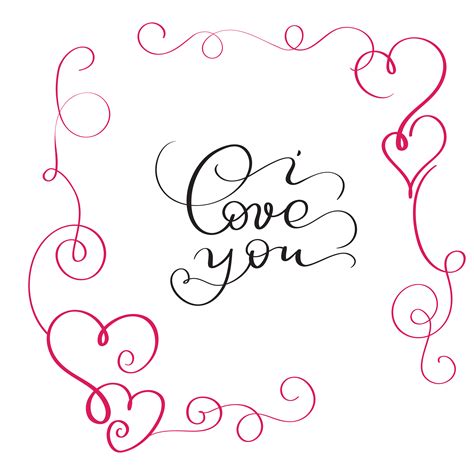 I love you text in red frame with heart - Download Free ...